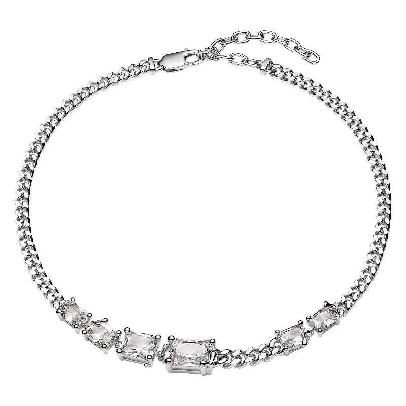 pearl necklaces for women -Roppongi Chandelier Silver Necklace w. Zirconia