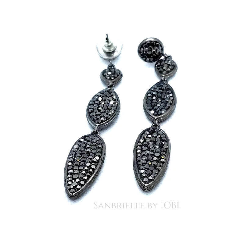 minimalistic earrings for women -Black Turkish Crystal Spear Earrings for Women