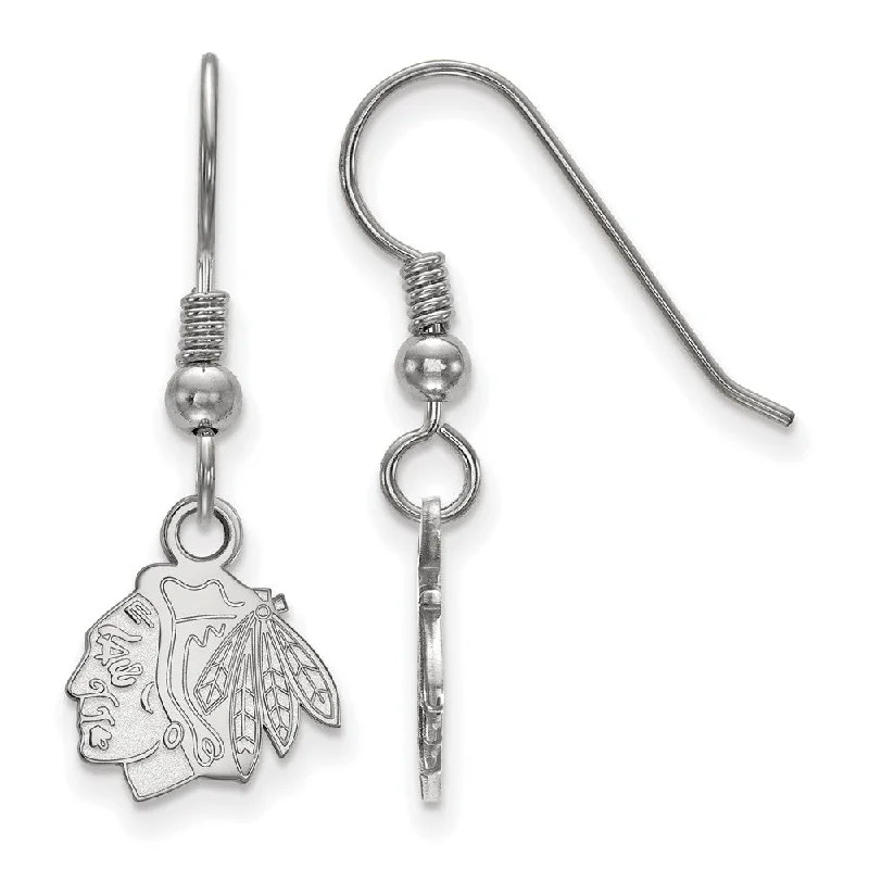 minimalist earrings for women -Sterling Silver NHL Chicago Blackhawks XS Dangle Earrings