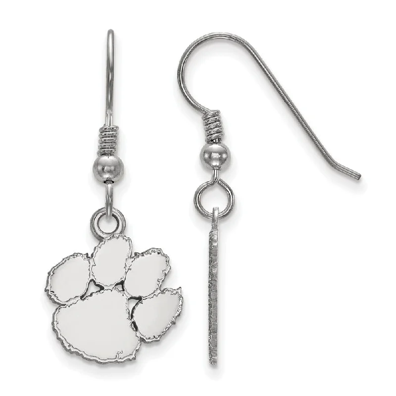 diamond earrings for women -Sterling Silver Clemson University Small Dangle Earrings