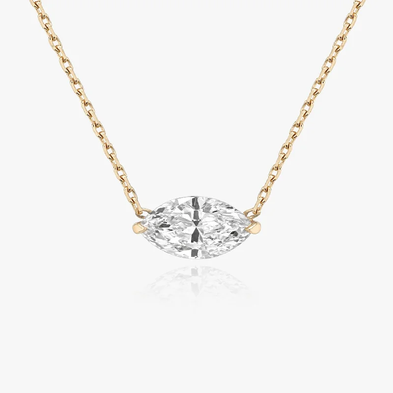 anniversary gift necklaces for women -Solitaire Marquise 14K Rosegold Necklace w. Lab-Grown Diamond