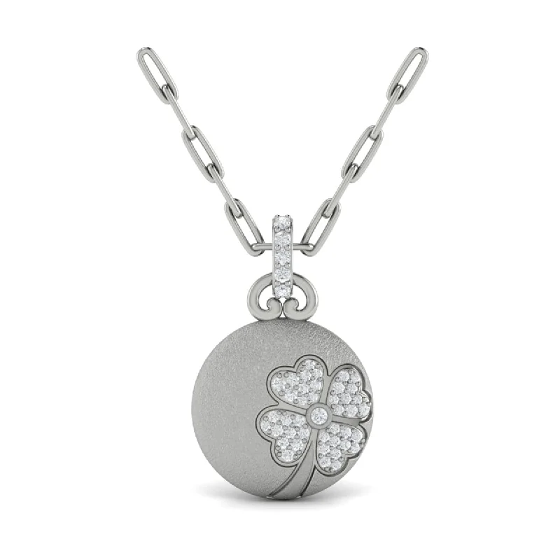 personalized pendant necklaces for women -Diamond Clover Pendant Link Necklace