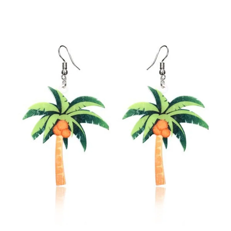 chandelier earrings for women -Tropical Vibe Coconut Palm Tree Earrings for Woman