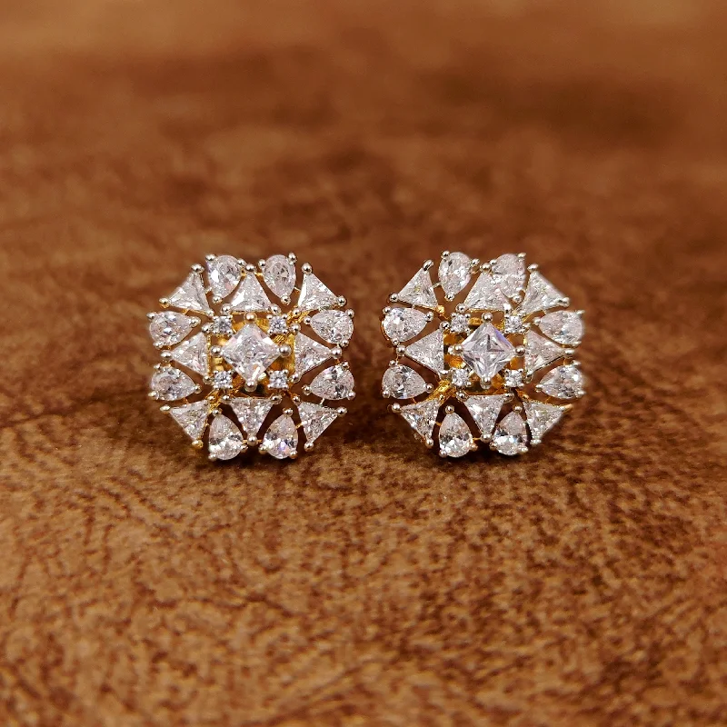 designer earrings for women -FINE AD GOLD PLATED STUDS