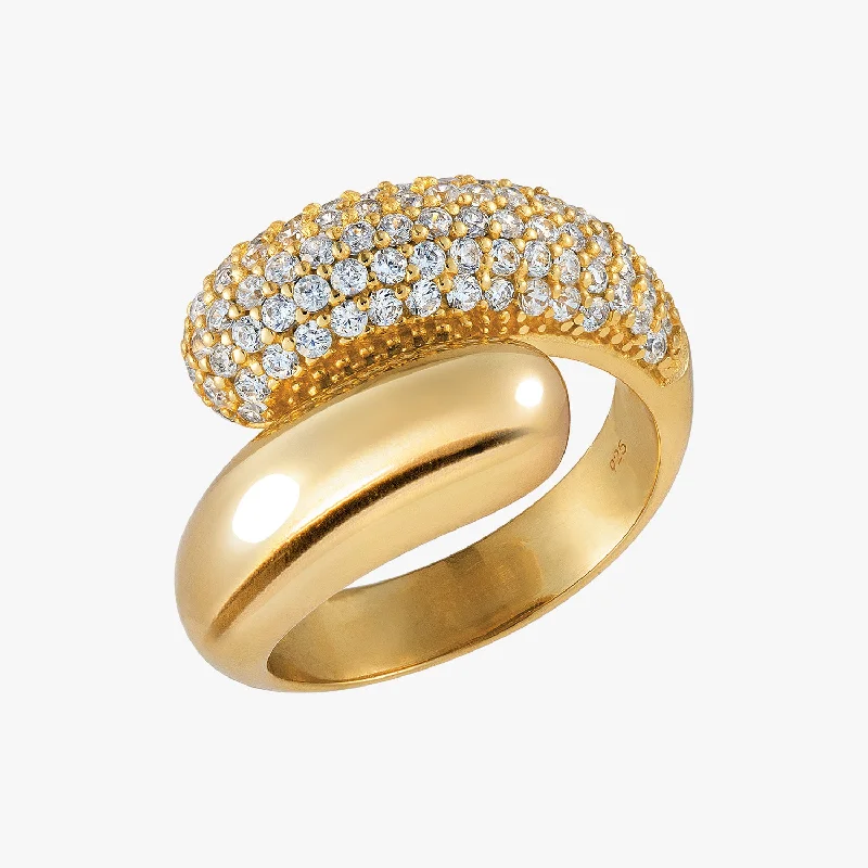 personalized engagement rings -Pave Twin Dome Ring Gold