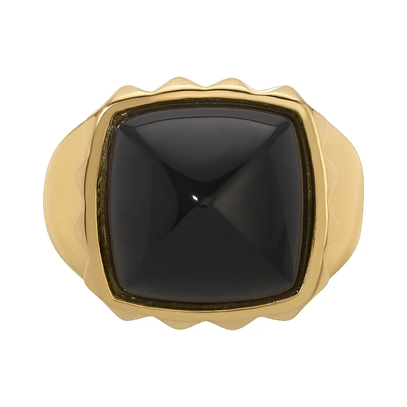 art deco rings for women -Onyx Pyramid Ring