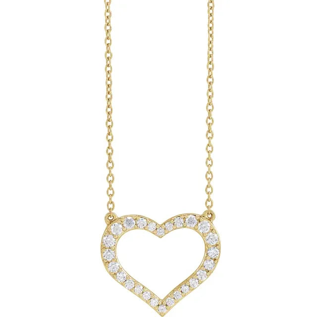 gold necklaces for women -Open Diamond Heart Necklace