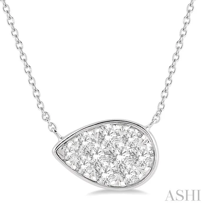 simple chain necklaces for women -PEAR SHAPE EAST-WEST LOVEBRIGHT ESSENTIAL DIAMOND PENDANT