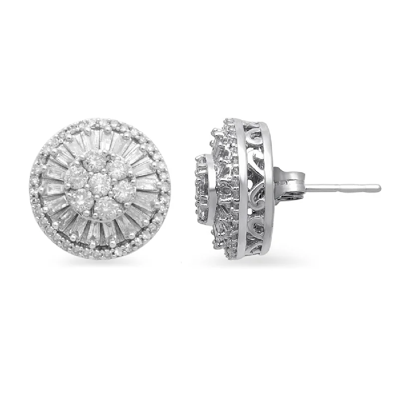 bold statement earrings for women -9ct White Gold 1.00ct Diamond Earrings