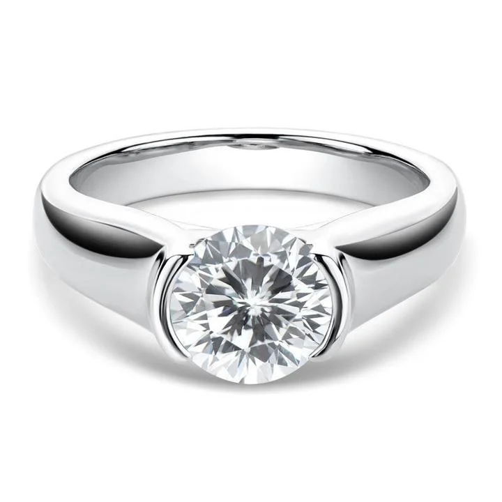 cushion-cut engagement rings -Round Cut 925 Sterling Silver Solitaire Ring