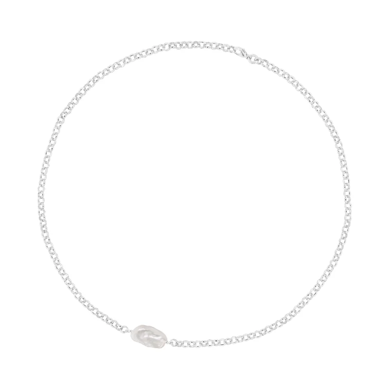 charm pendant necklaces for women -Biwa Delicate Silver Necklace w. Pearl