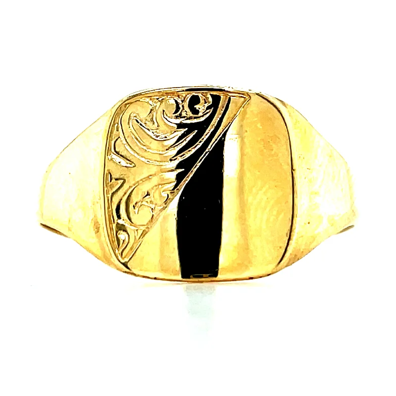 promise rings for women -Vintage 9ct Yellow Gold Square Signet Ring