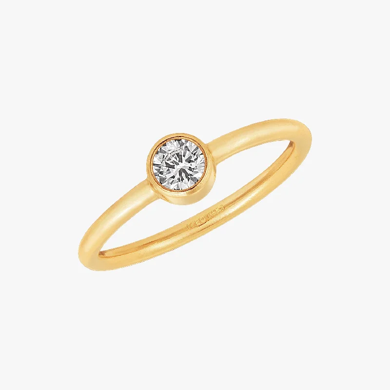 luxury wedding rings for women -Minimal Solitaire Ring Gold