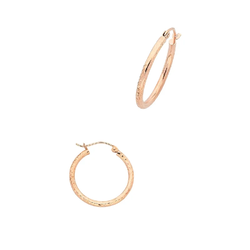 minimalistic earrings for women -9ct Rose Gold Silver Infused Diamond Cut Hoop Earrings