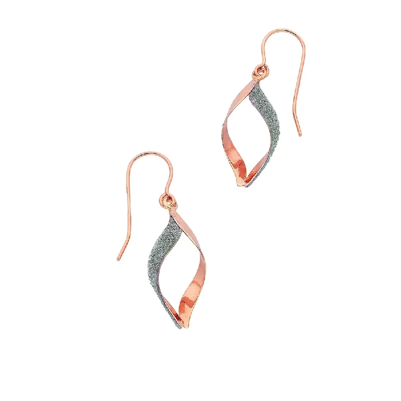 hoop earrings for women -9ct Rose Gold Silver Infused Stardust Diamond Shape Drop Earrings