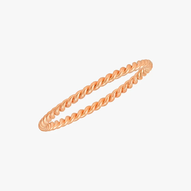 vintage rings for women -Skinny Twist Ring Rose Gold