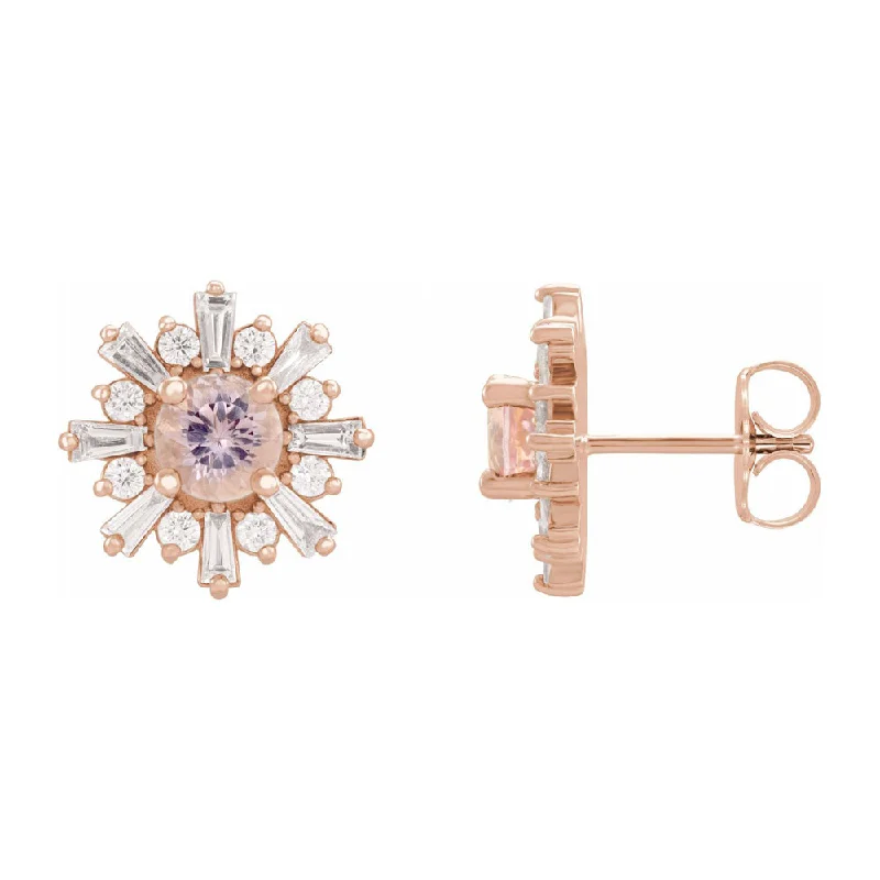 chic earrings for women -14K Yellow or Rose Gold, Morganite & 3/4 CTW Diamond 13mm Earrings