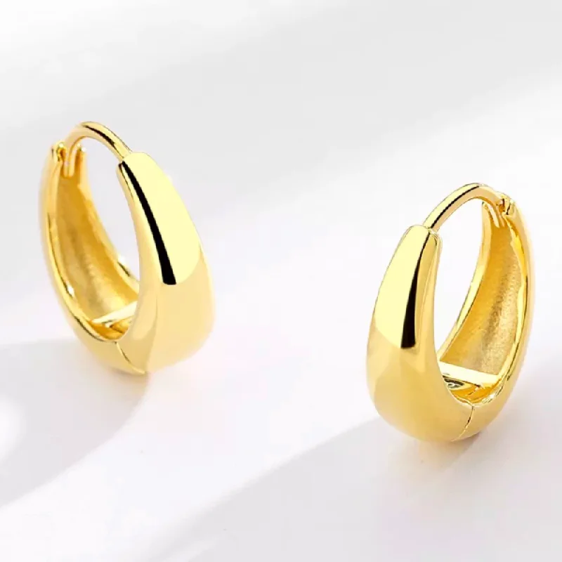 sterling silver drop earrings for women -18K Yellow Gold Plated Bold Huggie Hoop Earrings for Woman