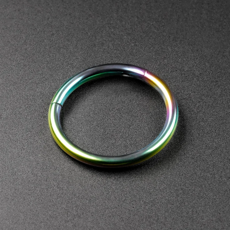 promise rings for women -Rainbow PVD Titanium Hinged Segment Ring