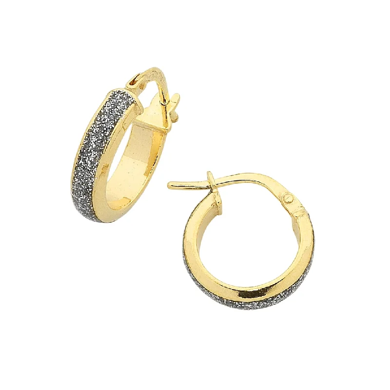 unique earrings for women -9ct Yellow Gold Silver Infused Stardust Hoop Earrings