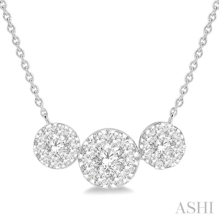 classic diamond necklaces for women -ROUND SHAPE PAST PRESENT & FUTURE LOVEBRIGHT ESSENTIAL DIAMOND NECKLACE