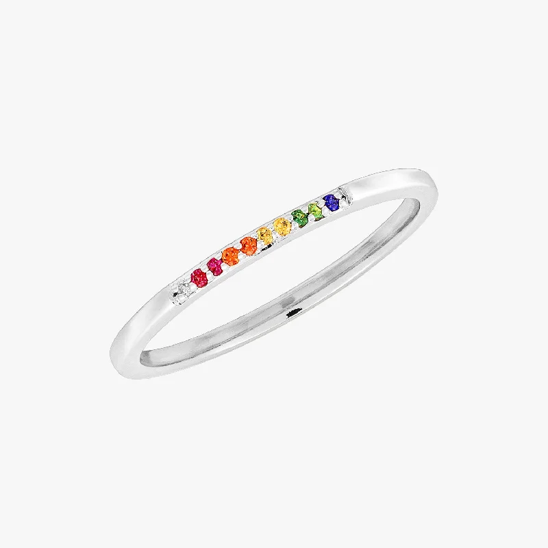 custom engagement rings for women -Rainbow Eternity Ring Silver