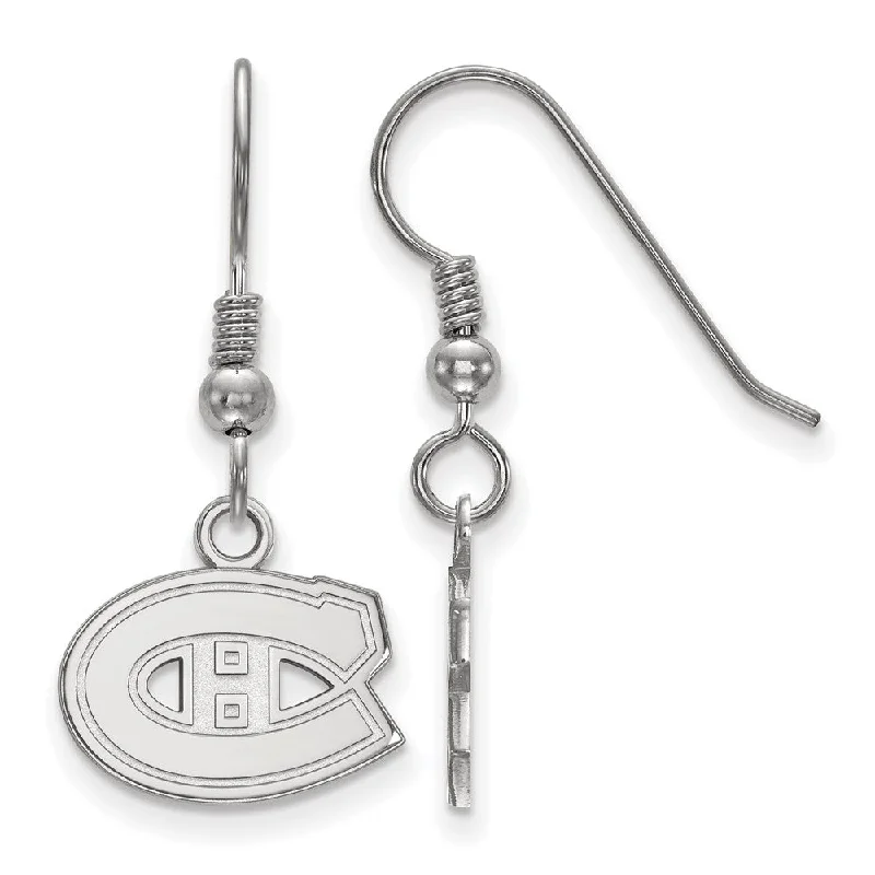 gold earrings for women -Sterling Silver NHL Montreal Canadiens XS Dangle Earrings