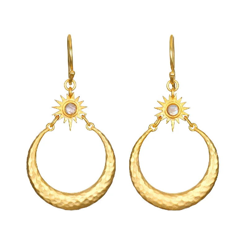 sparkling hoop earrings for women -Stellar Sisterhood Moonstone Hoops