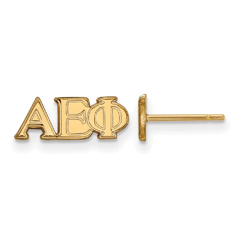 bridal earrings for women -14K Plated Silver Alpha Epsilon Phi XS Greek Letters Post Earrings