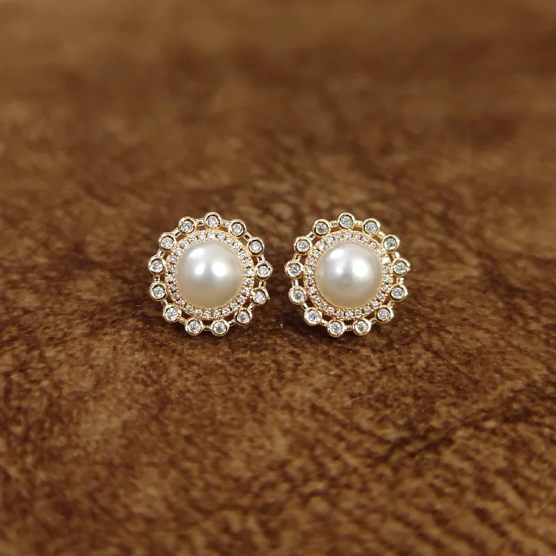 cute dangle earrings for women -FINE CRAFTED DIAMOND LOOK PEARL STUDS