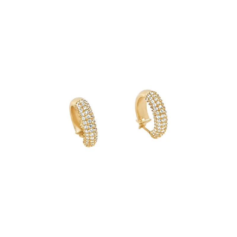 rose gold stud earrings for women -10mm Multi Row Hoop Earrings in 9ct Yellow Gold