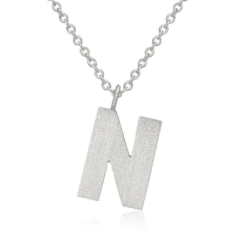 sapphire necklaces for women -Letter N Silver Necklace