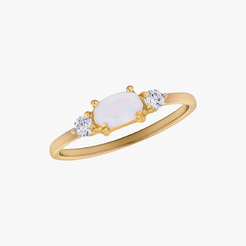 wedding band sets for couples -Deco Opal CZ Ring Gold