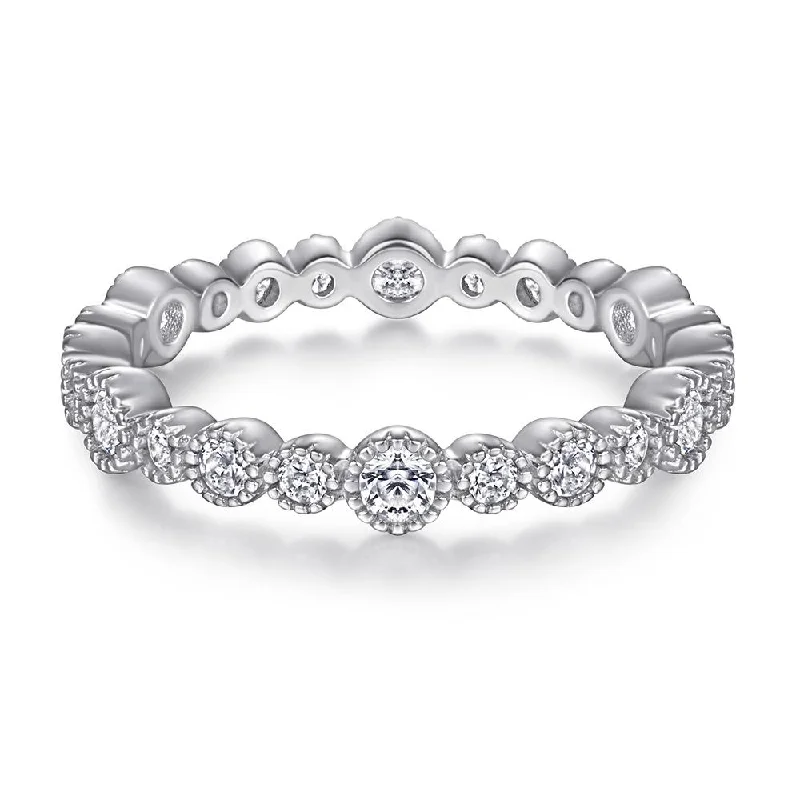 wedding sets for brides -Classic Eternity Sterling Silver Stackable Ring