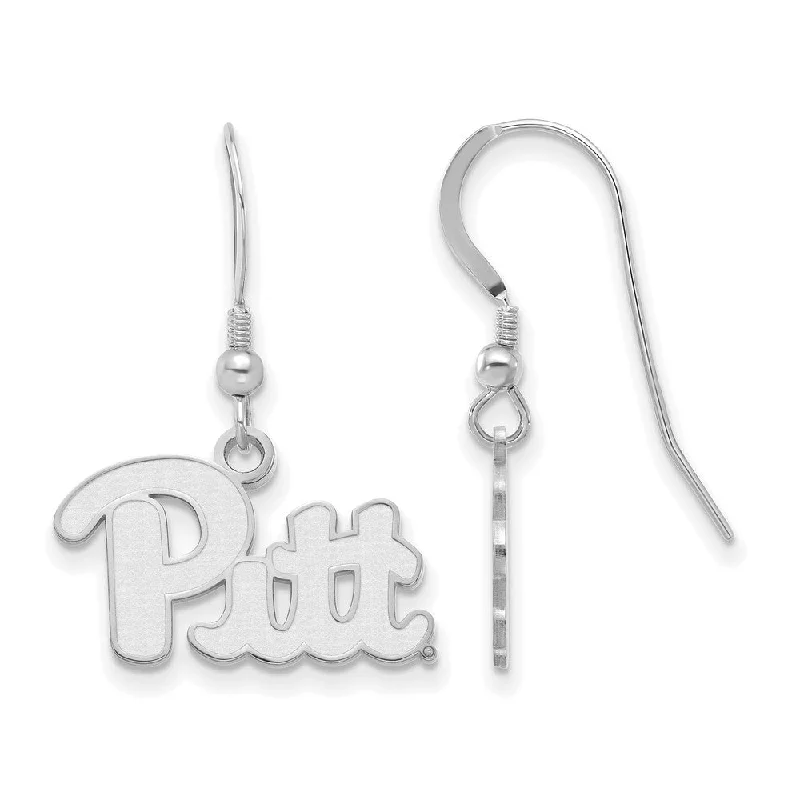 sterling silver drop earrings for women -Sterling Silver University of Pittsburgh Small Dangle Earrings