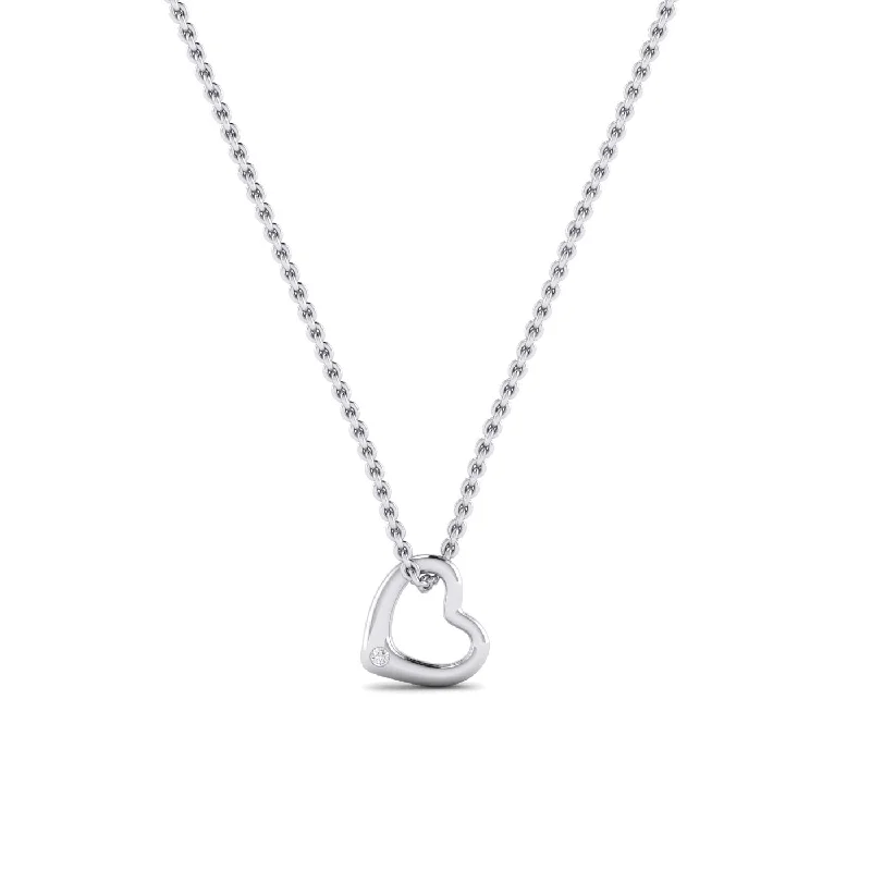 zodiac necklaces for women -Virginia - Heart Shape Moissanite Accented Necklace