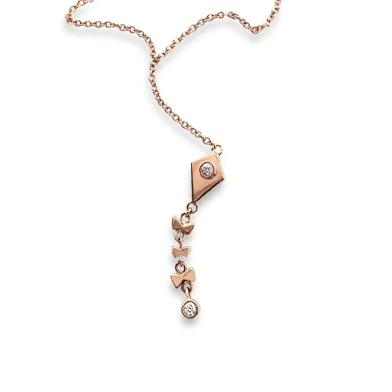 wedding necklaces for women -Kite 18K Rosegold Necklace w. Diamonds