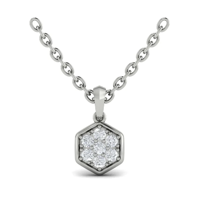 statement necklaces for women -Diamond Cluster Honeycomb Pendant Necklace