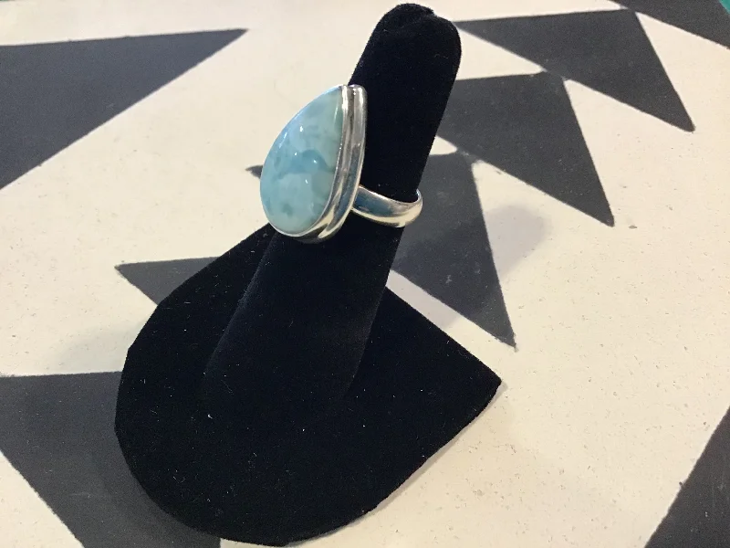 contemporary diamond rings -Teardrop Larimar Ring