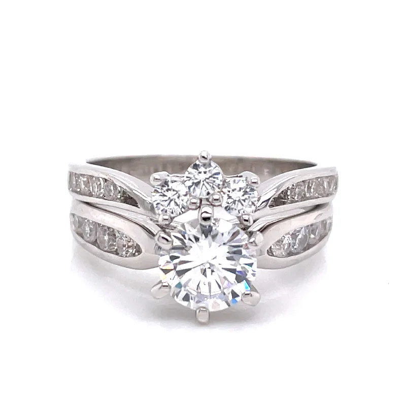 stackable engagement rings -Sterling Silver CZ Stacking Set Rings