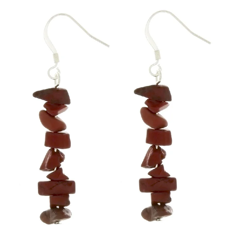 luxury hoop earrings for women -DANGLE CHIP RED JASPER EARRINGS