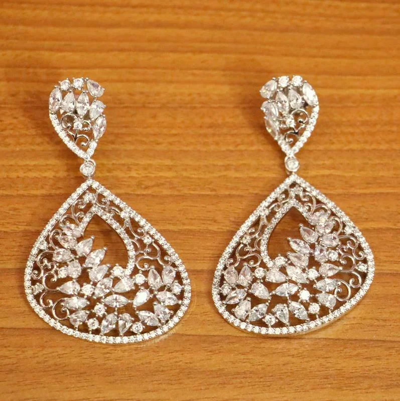 stackable earrings for women -WHITE DANGLERS-DROPS