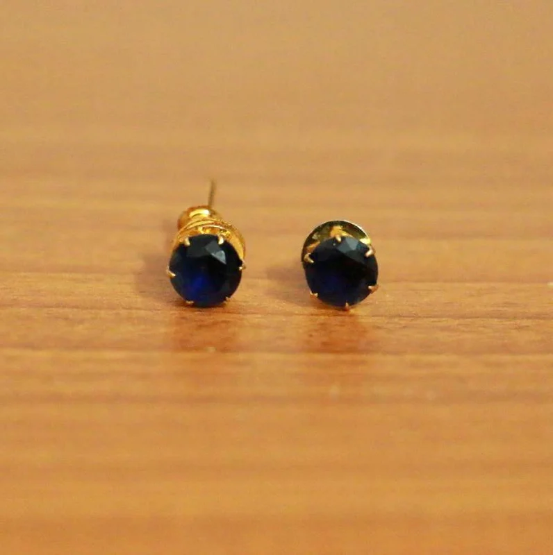 silver stud earrings for women -BLUE CUBIC ZIRCONIA STUDS