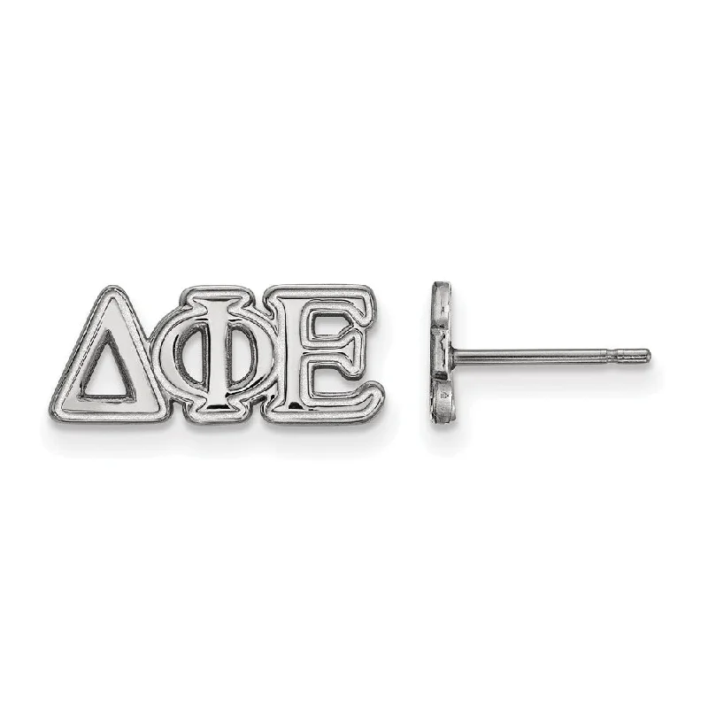 art deco earrings for women -Sterling Silver Delta Phi Epsilon XS Greek Post Earrings