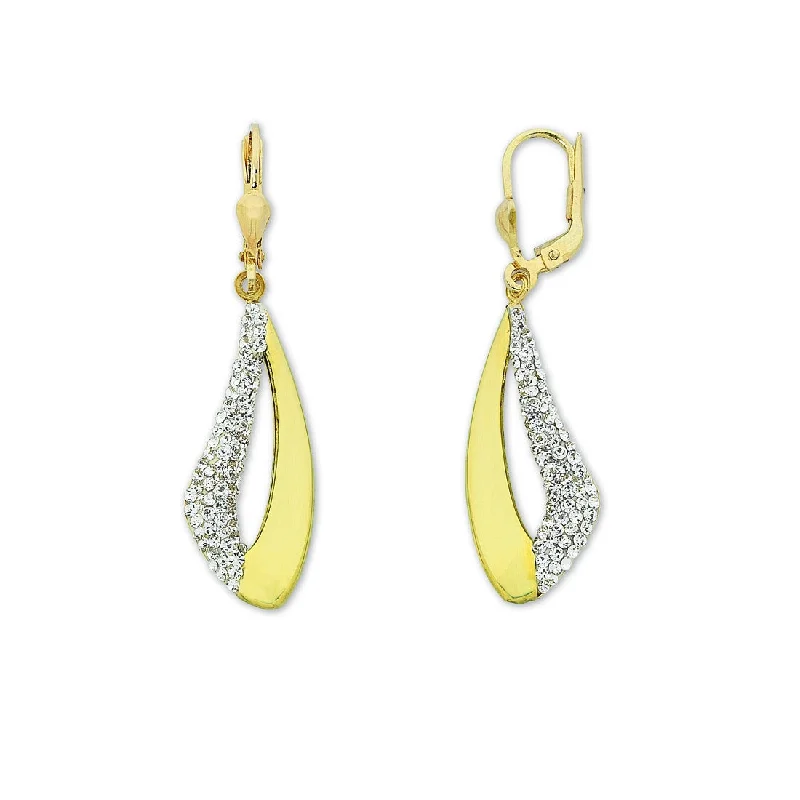 custom crystal earrings for women -9ct Yellow Gold Silver Infused Crystal Drop Earrings