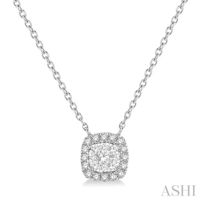 unique gemstone necklaces for women -CUSHION SHAPE HALO LOVEBRIGHT ESSENTIAL DIAMOND PENDANT