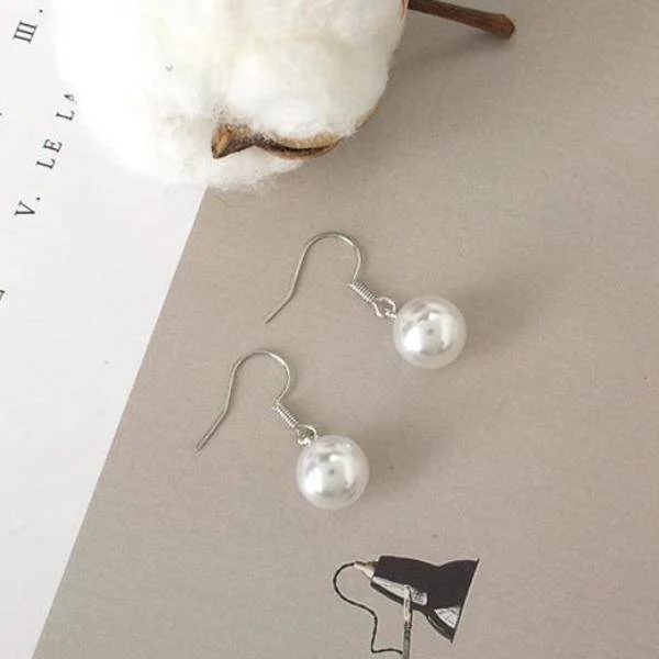 dangle earrings for women -Simply Pearl Drop Earrings