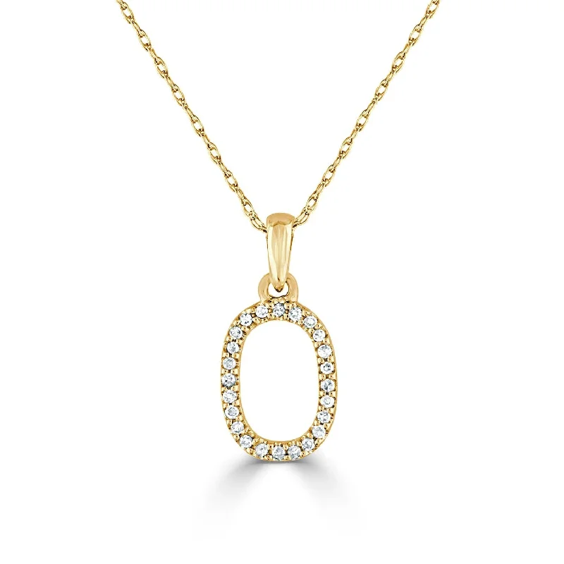 gemstone pendant necklaces for women -14k Gold & Diamond Initial Necklace- O