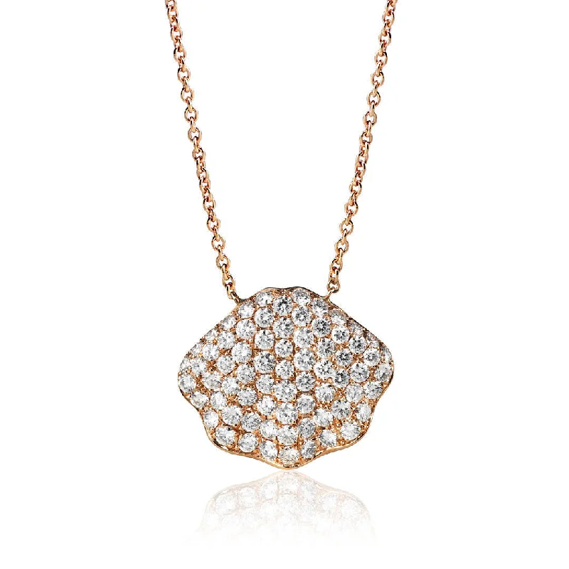 special occasion necklaces for women -Seashell Dream 18K Gold, Rosegold or Whitegold Necklace w. Diamonds