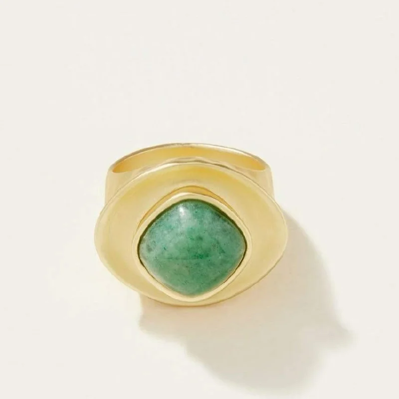 vintage diamond rings -Green Aventurine Stone Ring